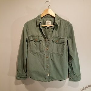 Forever 21 Olive Drab Green Snap Button Shirt